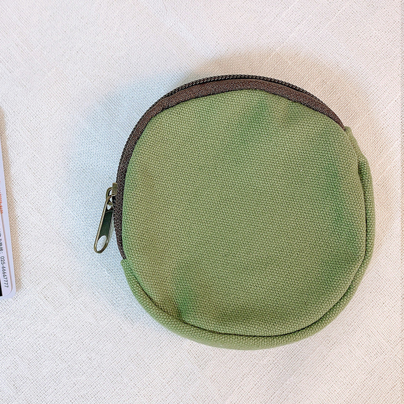 Round Cartoon Coin Purse Canvas Zipper Bag Cute and Customizable