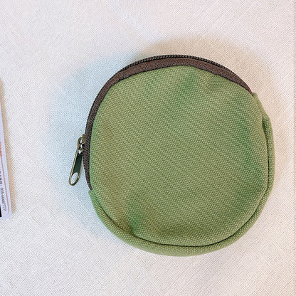 Round Cartoon Coin Purse Canvas Zipper Bag Cute and Customizable