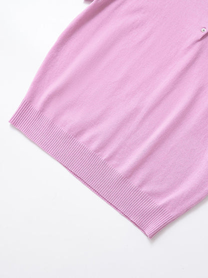 Casual Short Sleeve Plolo Collar Tops