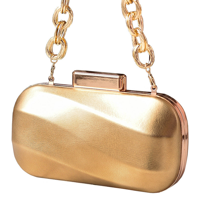 Metallic Evening Clutch Bag Silver Leather Party Bag