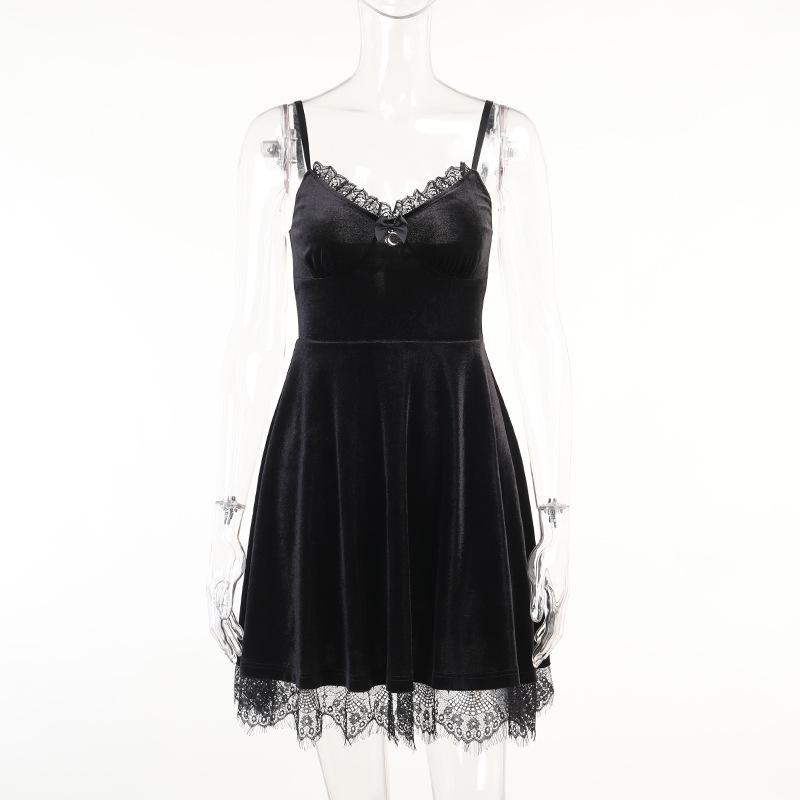 Sexy Suspender Dress Women'S Chest And Backless Lace Stitching New Short Dress