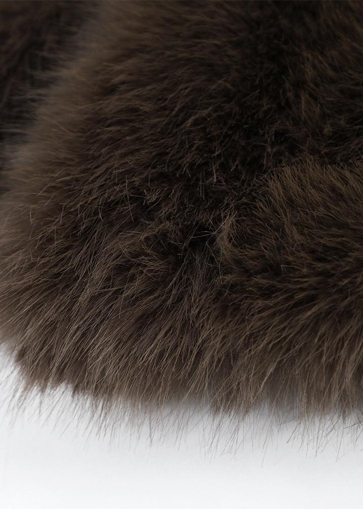 Faux Fur Coat Brown Oversized Plush Style