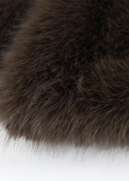 Faux Fur Coat Brown Oversized Plush Style