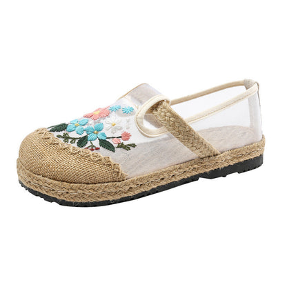 Summer New Thin Mesh Embroidered Shoes Breathable Shoes Old Cloth Shoes Women'S Shoes Flat Shoes