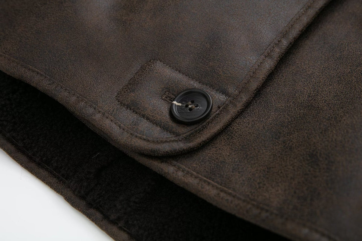 Oversized Plush Faux Suede Winter Coat