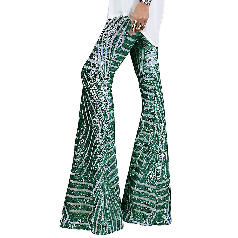 Sequin Slacks Women'S New High Waist Loose Straight Leg Trousers For Autumn