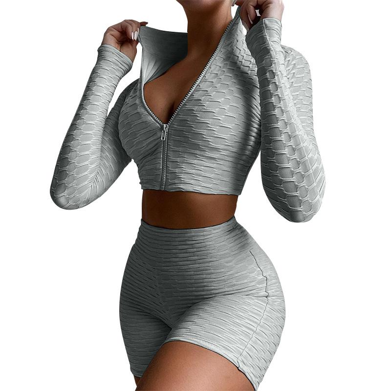 Women'S Yoga Clothes Fashion Solid Long-Sleeved Casual Sports Suit Women