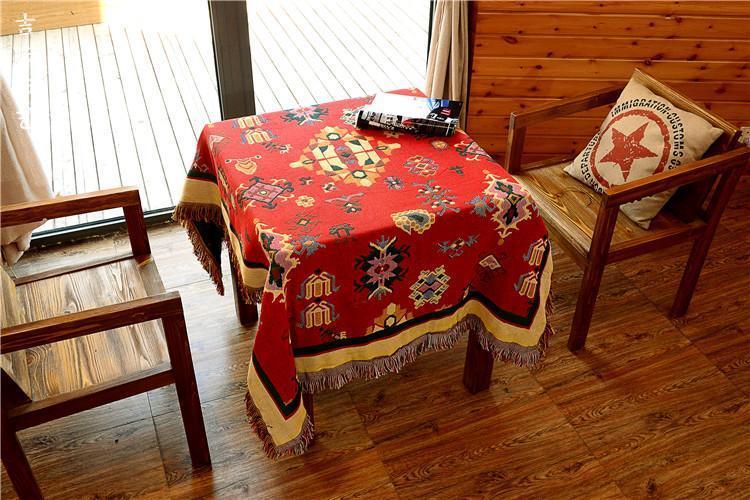 Tibetan Style Double-Sided Sofa Towel Pad Knitted Full Cover Cloth Pure Cotton Geometric Cover Blanket