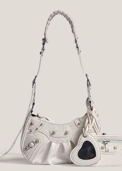 Croc Embossed PU Leather Crescent Bag