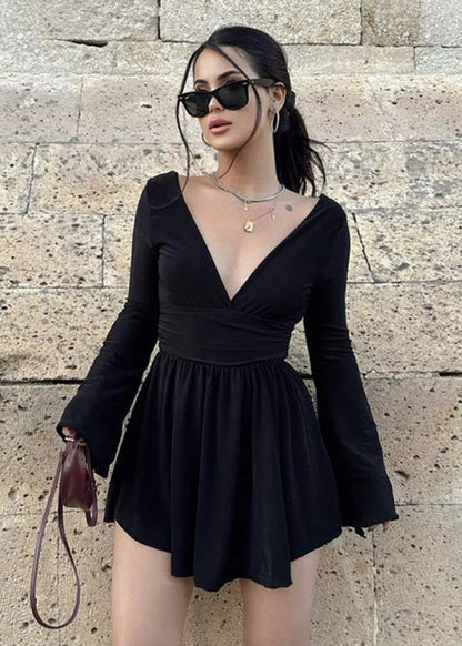 Long Sleeve Wrap Mini Dress Soft Breathable Fabric