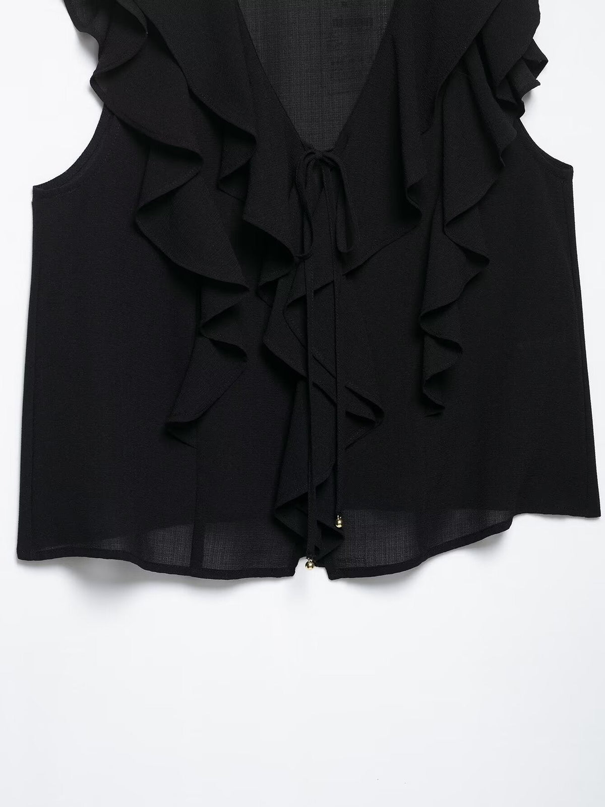 Ruffle V-Neck Sleeveless Top Mini Skirt Set