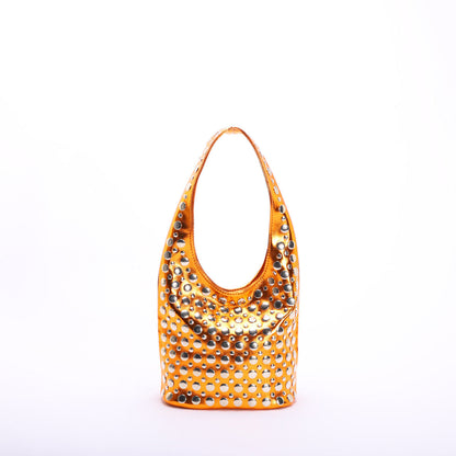 Punk Style Rivet-Embellished Bucket Bag for Women