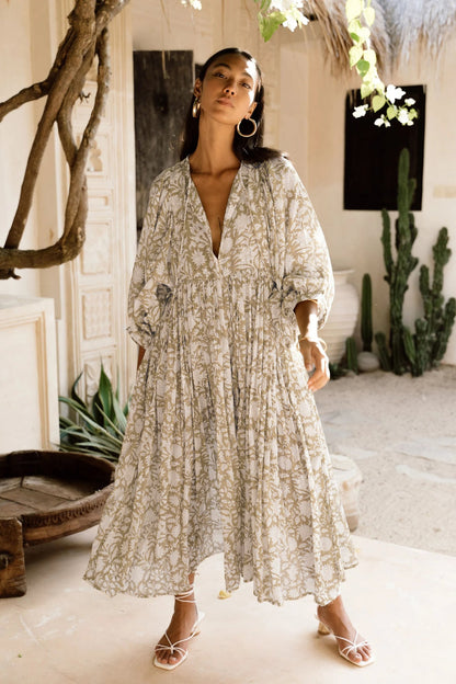 Vintage Floral Maxi Dress Relaxed Casual Style
