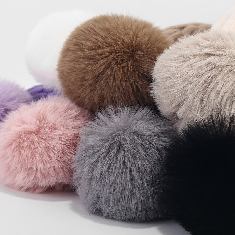 Twist Padded Solid Color Knit Pom Beanie