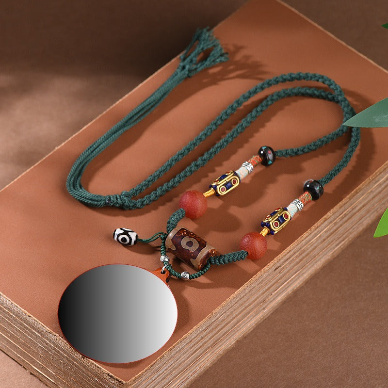New Intangible Cultural Heritage Gem Painting Thangka Pendant God Of Wealth Zakiram Hand-Painted Thangka Leather Shell Pendant Single Pendant