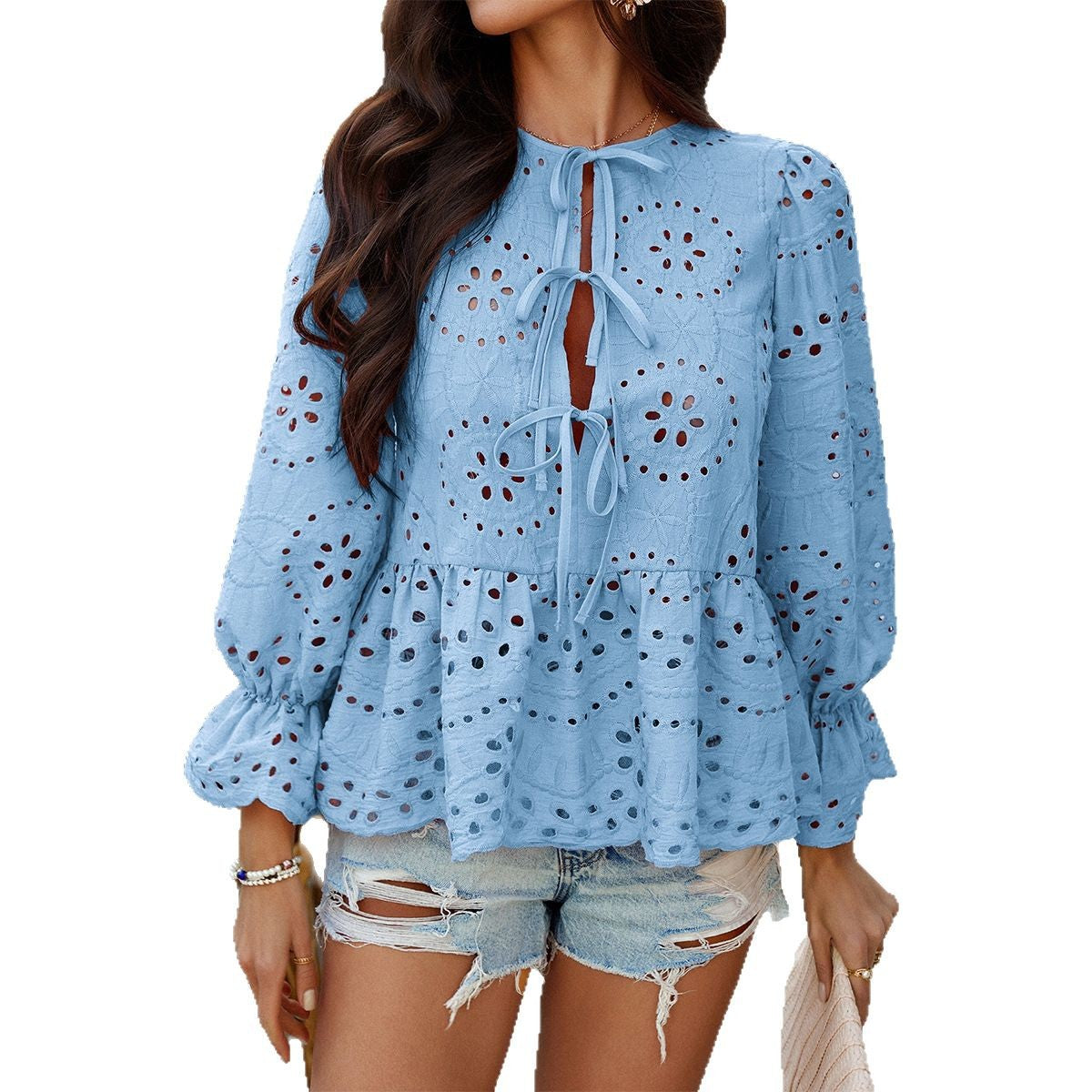 Casual Open Front Cardigan Top With Drawstring