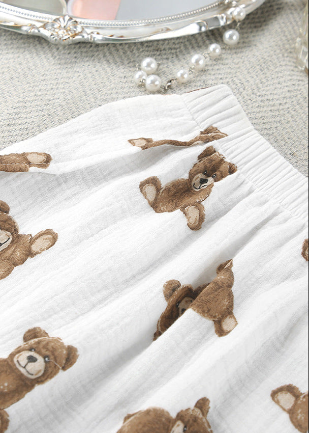 Two Piece Lounge Set Soft Gauze Fabric White