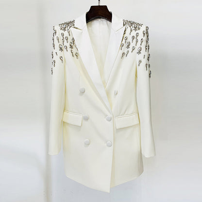 Fashionable Handmade Beaded Long Blazer