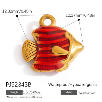 Stylish Ocean-Themed Stainless Steel DIY Pendant Heart Fish Charm