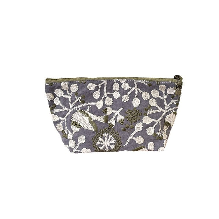 Elegant Floral Embroidered Storage Pouch
