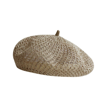 Elegant Solid Color Hollow Out Beret Hat