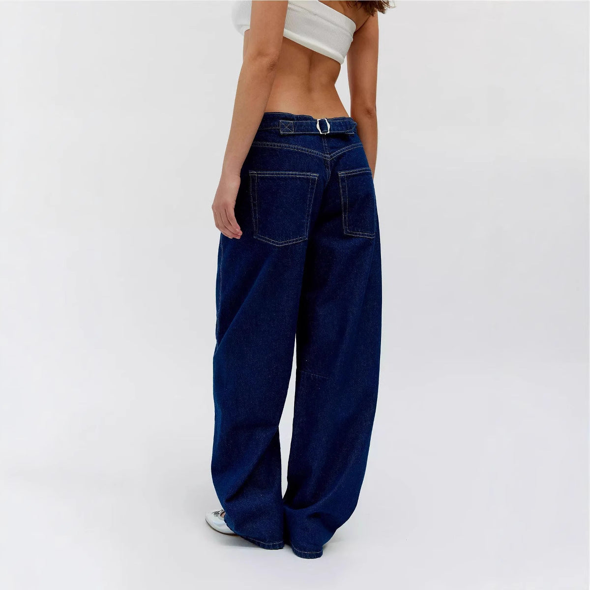 Vintage Washed Low Rise Straight Leg Jeans