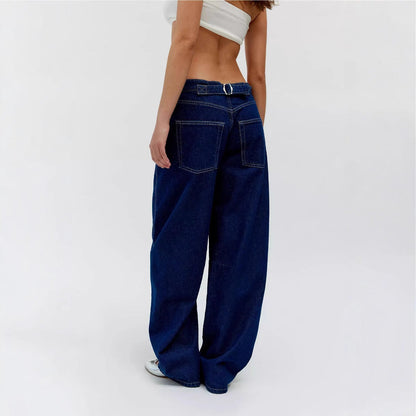 Vintage Washed Low Rise Straight Leg Jeans