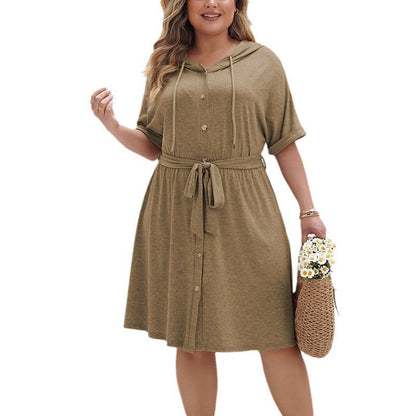 Solid Color Hooded Dress Casual Elegant Maxi Dress