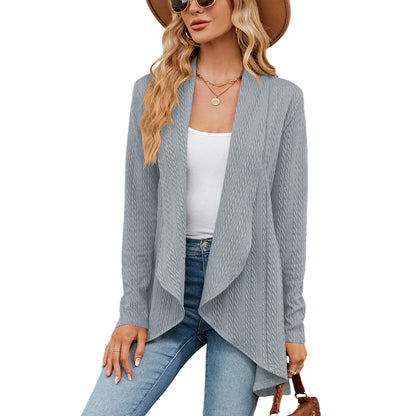 Autumn And Winter New Long Sleeved Solid Color Loose Cardigan Top Women'S Knitted Coat