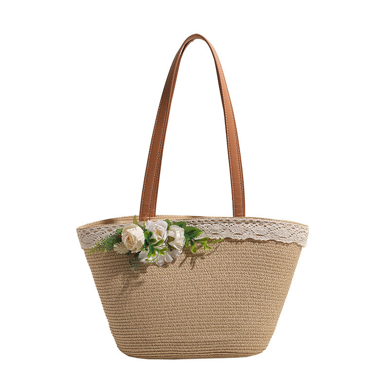 Women's Floral-Sunshine Shoulder Bag Trendy Straw Tote