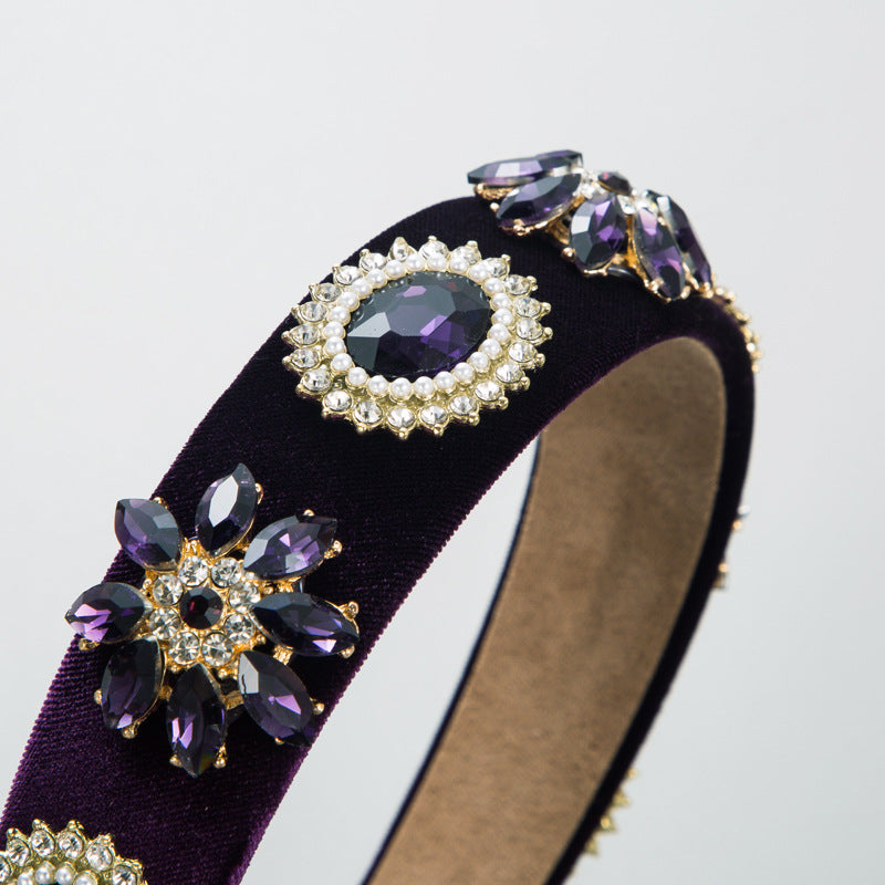 Baroque Pearl Headband with Rhinestones for Women