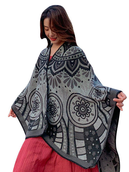 Tibetan Ethnic Shawl Grassland Thickened Cloak Scarf