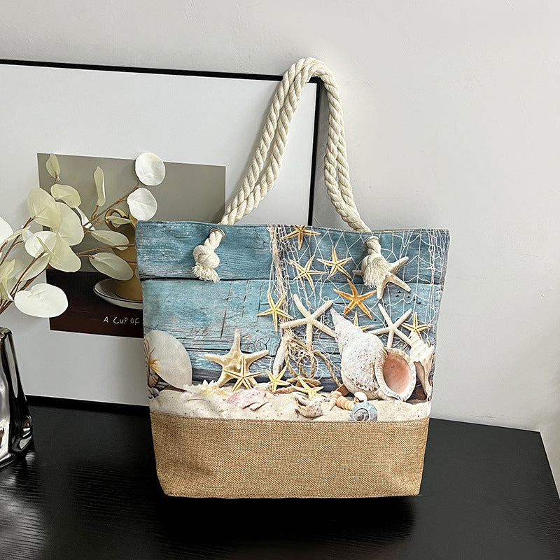 Spacious Beach Tote Bag Fashionable Travel Shoulder Bag