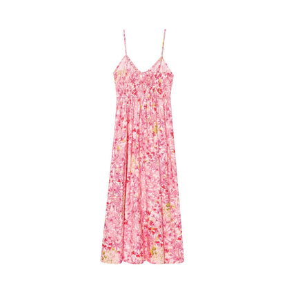 Casual Floral Print Spaghetti Strap Maxi Dress