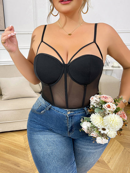 Sexy Black Lace Cami Top With Underwire