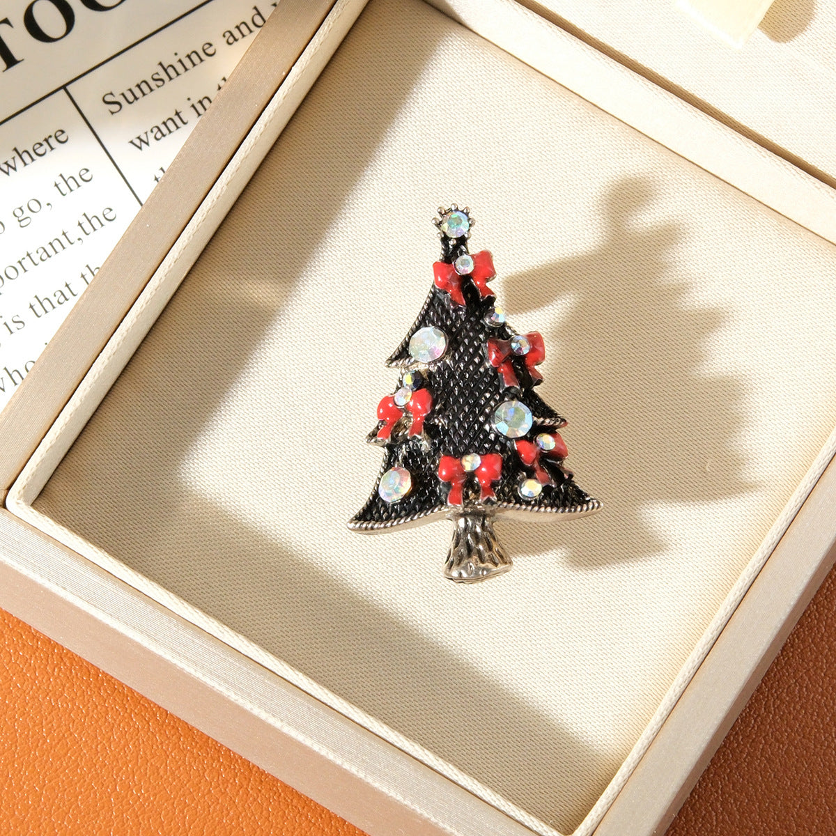 Elegant Crystal Pearl Christmas Tree Brooch