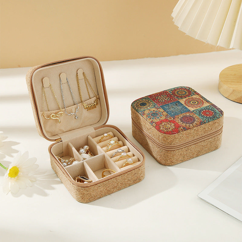 Soft Wood Print Zipper Jewelry Case