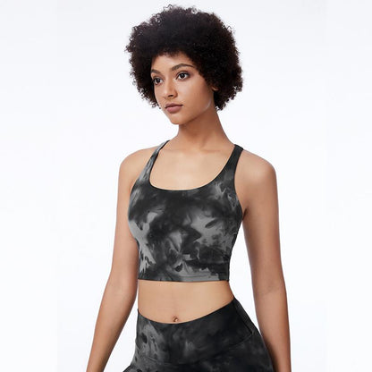 Large Tie Dyed Sports Underwear Women'S Training Fitness Vest With Bra Yoga Suit