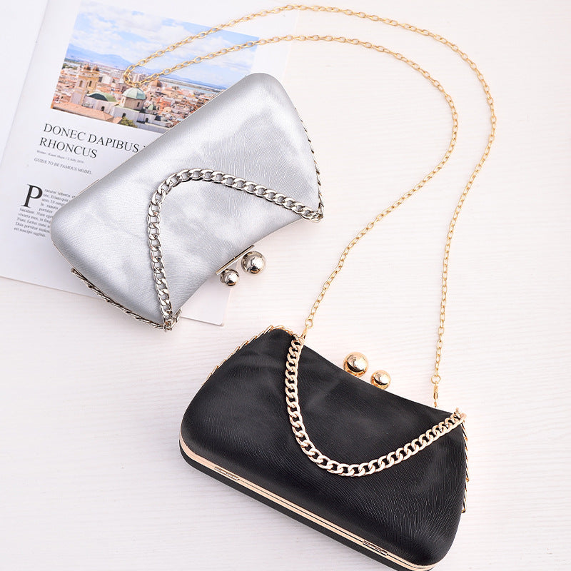 Elegant Black PU Evening Clutch Bag Vintage Style