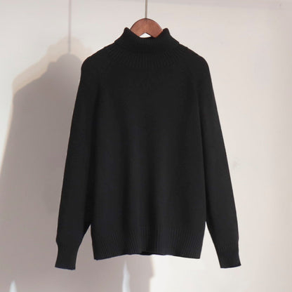 Chic High Neck Sweater Casual Pullover Solid Color