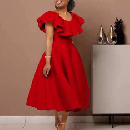 Elegant Ruffle Sleeve Maxi Dress For Parties