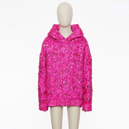 Fashion Pink Casual A-Line Dress With Beaded Embellishments