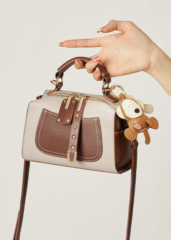Two Tone Structured Mini PU Leather Satchel