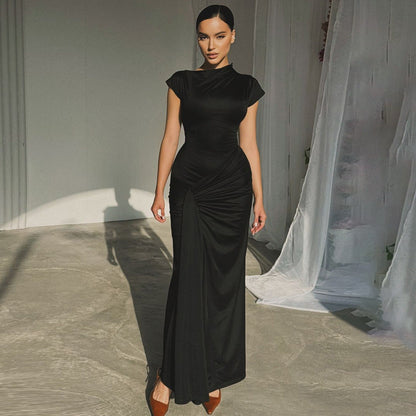 Elegant Fitted Ruffled Short Sleeve Dress