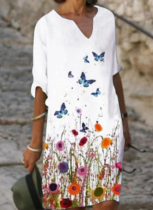 Vintage Style Loose A-Line Print Dress