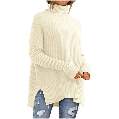 Trendy Turtleneck Batwing Sleeves Knitted Sweater