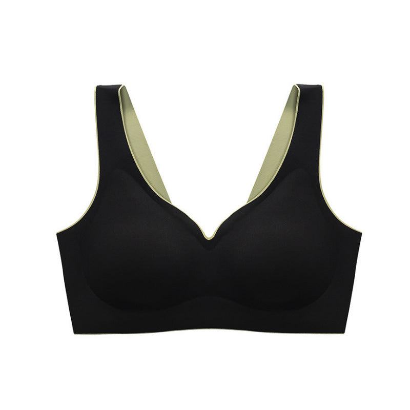 Solid Color Latex Underwear With One-Piece Contrasting Color And Beautiful Back, No Rims, Comfortable Buckles, Comfortable Vest Bra Women.