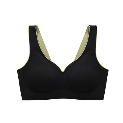 Solid Color Latex Underwear With One-Piece Contrasting Color And Beautiful Back, No Rims, Comfortable Buckles, Comfortable Vest Bra Women.