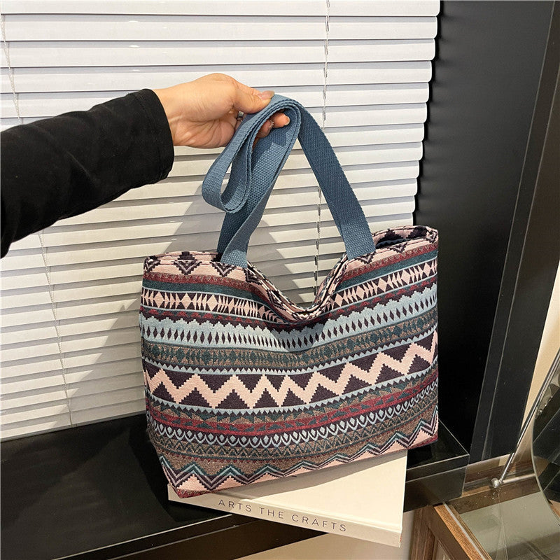 Trendy Canvas Tote Bag for Women with Color Block Design
