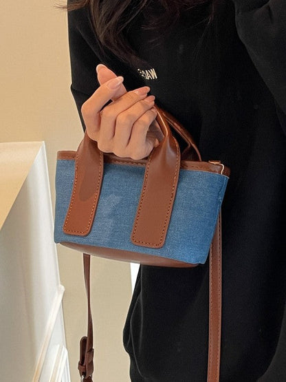 Trendy Color Block Canvas Tote Bags for Casual Commuting